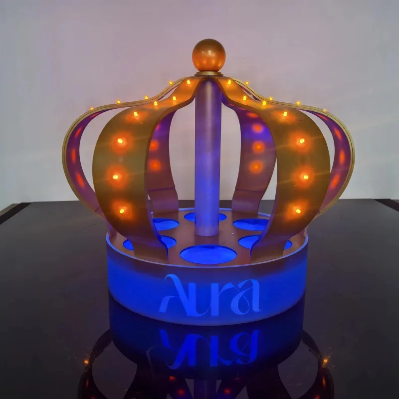 New Arrival Luxurious Customized Logo Color Crown Shape Led Bottle Display Glorifier for Bar and Nightclub
New Arrival Luxurious Customized Logo Color Crown Shape Led Bottle Display Glorifier for Bar and Nightclub
