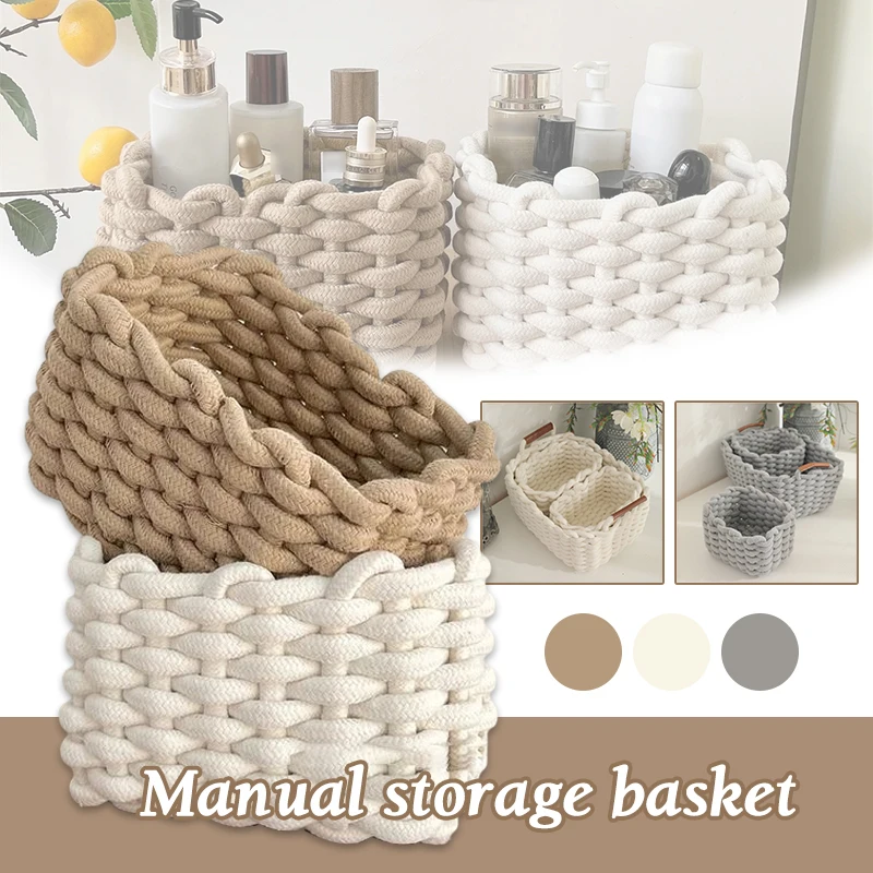 Nordic Style Cotton Rope Woven Storage Basket Organizer Keys Clothes Sundries Desktop Storage Cosmetics Organizer Box Home Decor
Nordic Style Cotton Rope Woven Storage Basket Organizer Keys Clothes Sundries Desktop Storage Cosmetics Organizer Box Home Decor