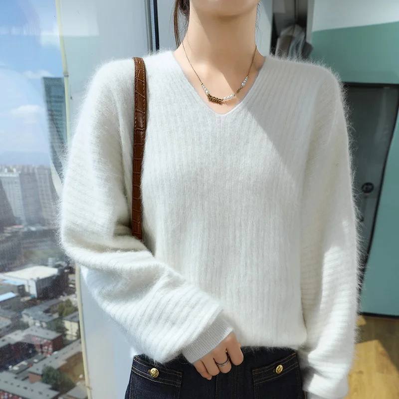Корейский мягкий свитер из 100% норкового кашемира с v-образным вырезом, пуловер, женский трикотаж с длинными рукавами, базовая элегантная теплая одежда, топы
Корейский мягкий свитер из 100% норкового кашемира с v-образным вырезом, пуловер, женский трикотаж с длинными рукавами, базовая элегантная теплая одежда, топы