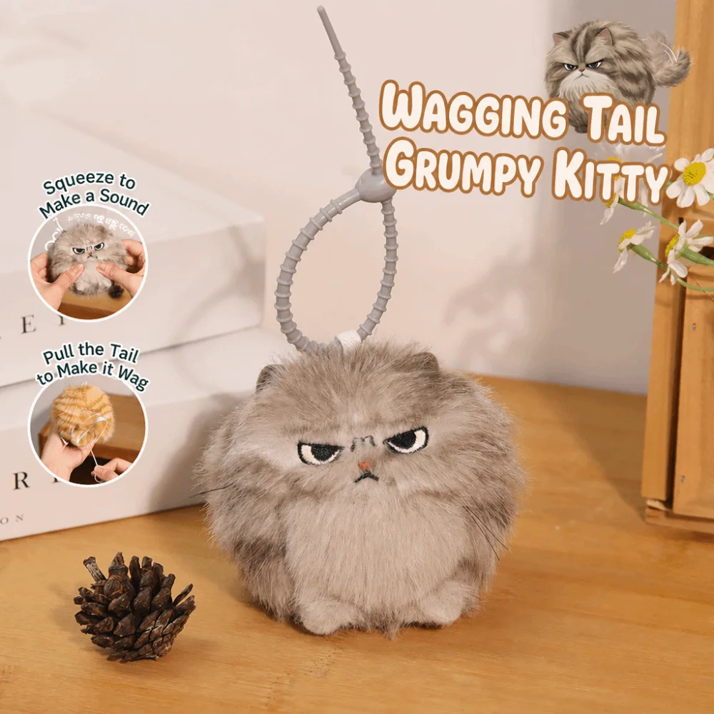 Pull Cord Wag Its Tail Angry Cat Keychain Pendant Grey Yellow Squeaking Sound Bag Ornament Cartoon Cat Handbag Charm
Pull Cord Wag Its Tail Angry Cat Keychain Pendant Grey Yellow Squeaking Sound Bag Ornament Cartoon Cat Handbag Charm