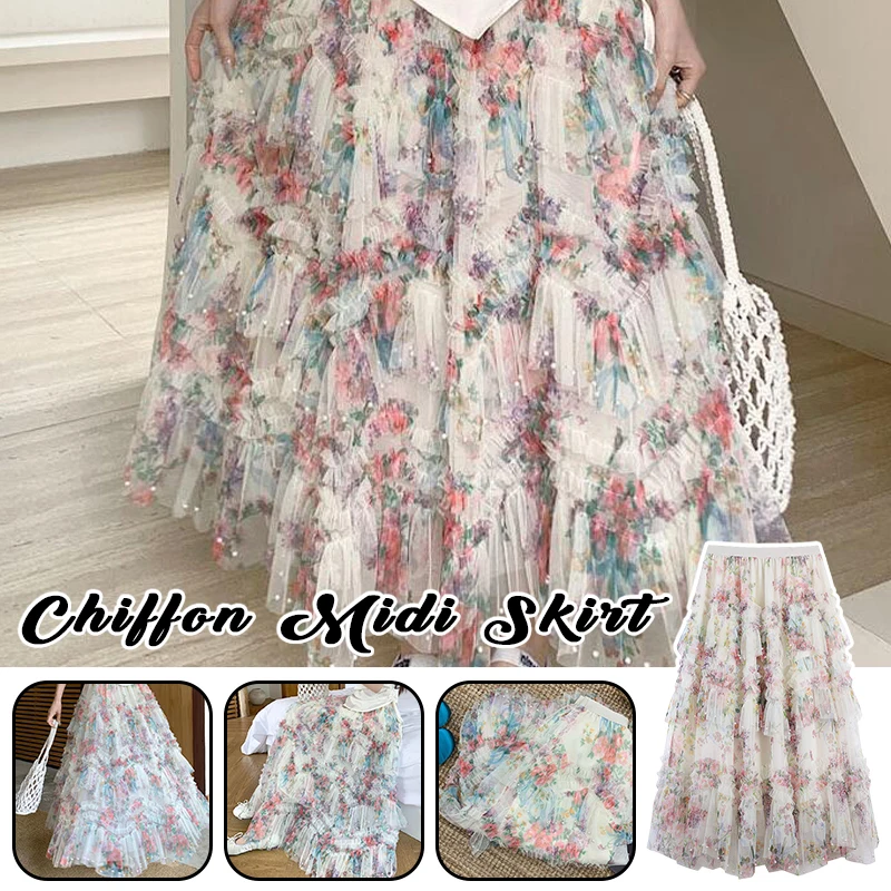 Women Floral Print Mesh Tulle Long Skirt Spring French Elegant A-Line Irregular Hem High Waist Casual Party Vacation Boho
Women Floral Print Mesh Tulle Long Skirt Spring French Elegant A-Line Irregular Hem High Waist Casual Party Vacation Boho