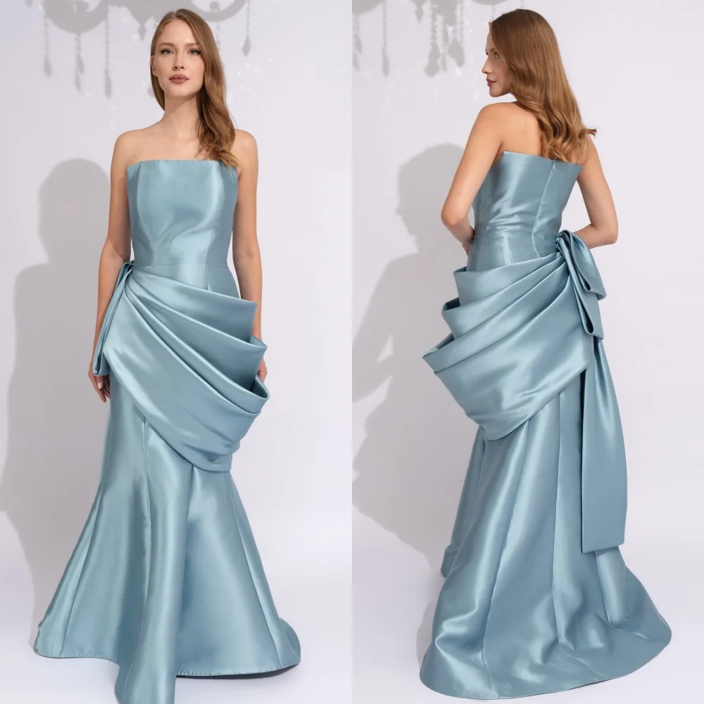 Customized Classic Simple Charmeuse Ruched Pleat Mermaid Strapless Long Dresses Bespoke Occasion Dresses Modern Style Matching 
Customized Classic Simple Charmeuse Ruched Pleat Mermaid Strapless Long Dresses Bespoke Occasion Dresses Modern Style Matching