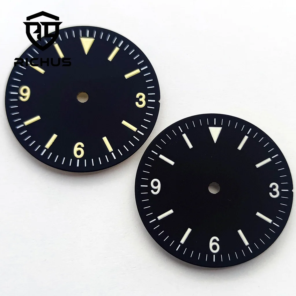 RICHUS Black Dial 28.5mm Watch Dial Green Luminous Fit NH34 NH35 NH36 ETA2824 2836 Miyota8215-DG Movement Watch Accessories
RICHUS Black Dial 28.5mm Watch Dial Green Luminous Fit NH34 NH35 NH36 ETA2824 2836 Miyota8215-DG Movement Watch Accessories