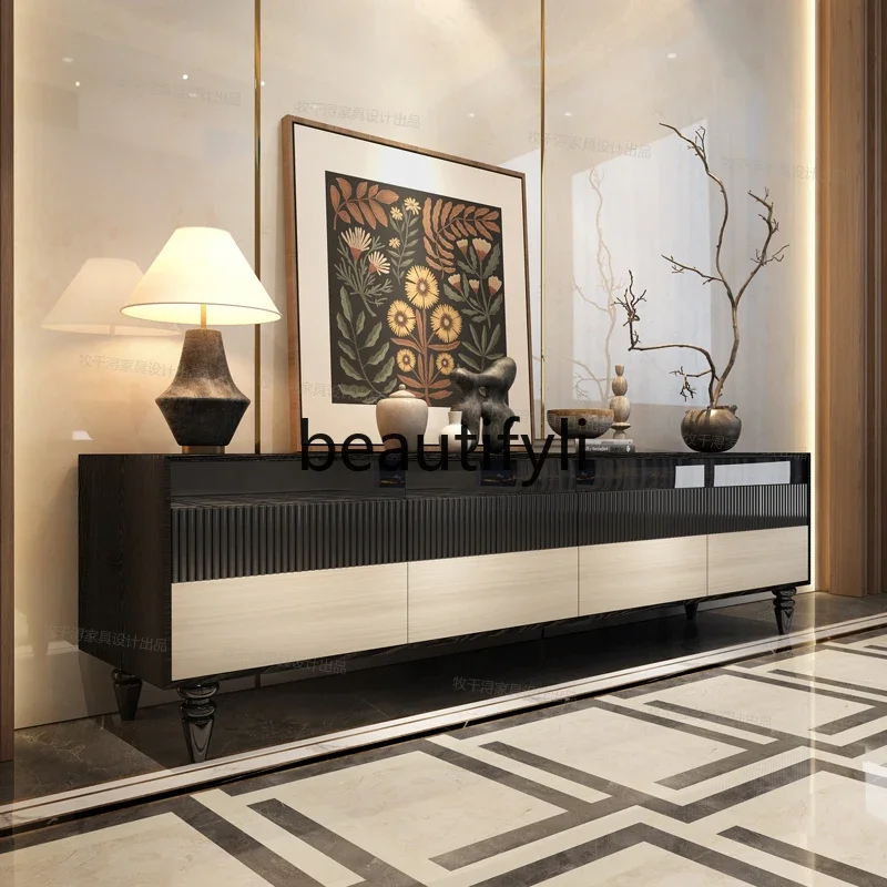 French retro TV cabinet coffee table combination villa living room antique storage solid wood floor cabinet 
French retro TV cabinet coffee table combination villa living room antique storage solid wood floor cabinet