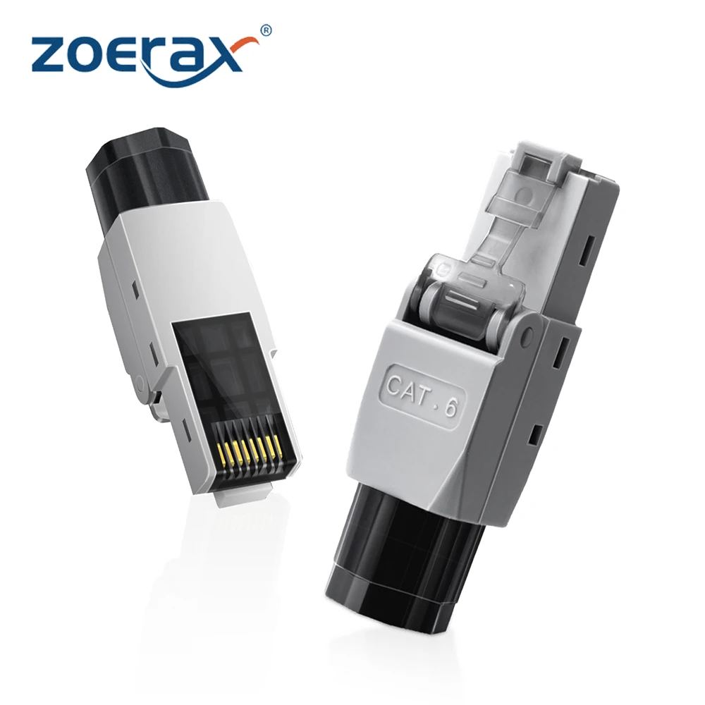ZoeRax RJ45 Connector Tool-Free, CAT6 Field Termination Plug, Gold Plated Modular Plug, UTP CAT6 Connector Toolless
ZoeRax RJ45 Connector Tool-Free, CAT6 Field Termination Plug, Gold Plated Modular Plug, UTP CAT6 Connector Toolless