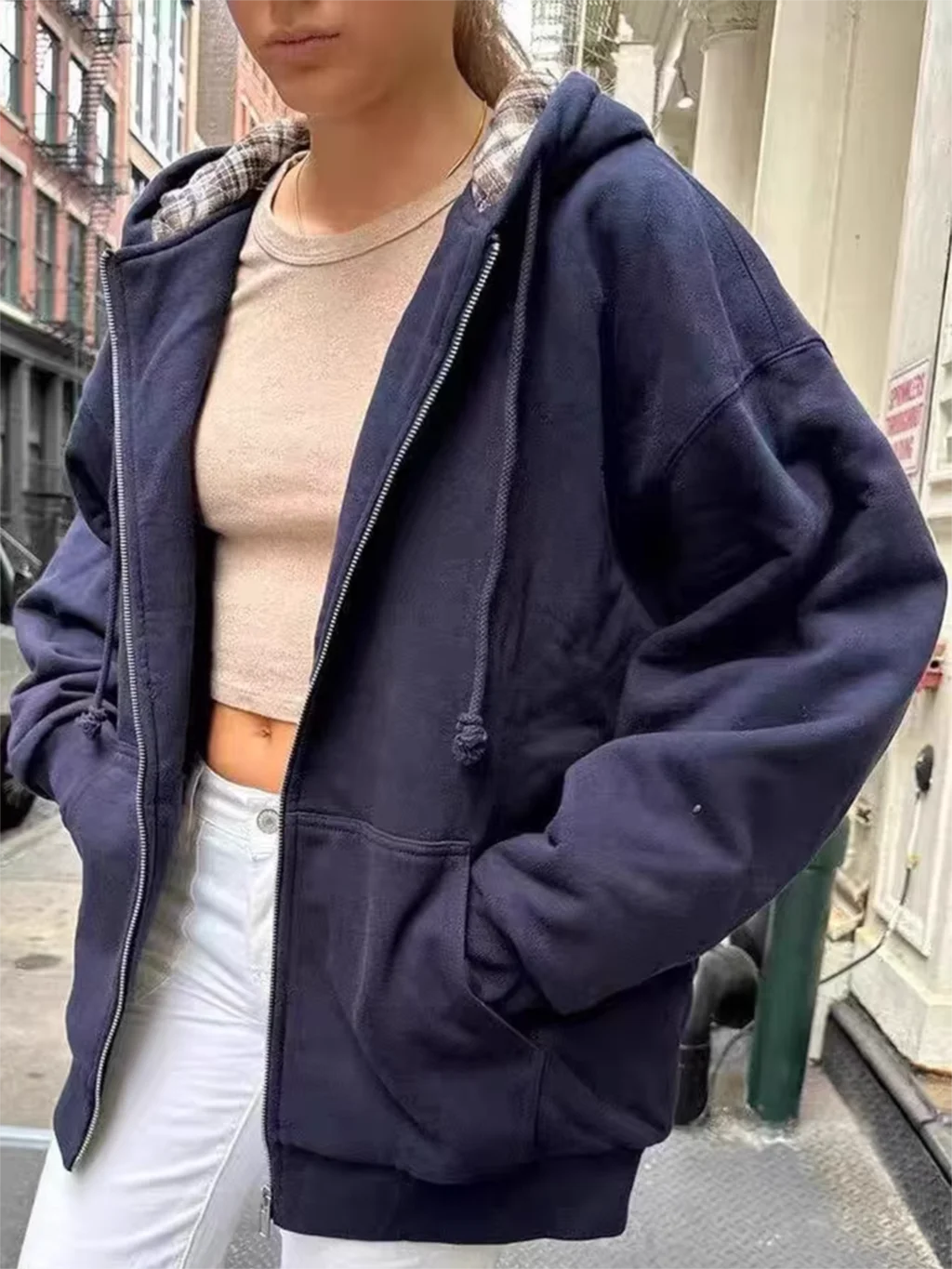 Internal Plaid Print Oversized Hoodie Woman Drawstring Hooded Pockets Casual Long Sleeve Sweatshirt Female Loose Cotton Hoodies
Internal Plaid Print Oversized Hoodie Woman Drawstring Hooded Pockets Casual Long Sleeve Sweatshirt Female Loose Cotton Hoodies