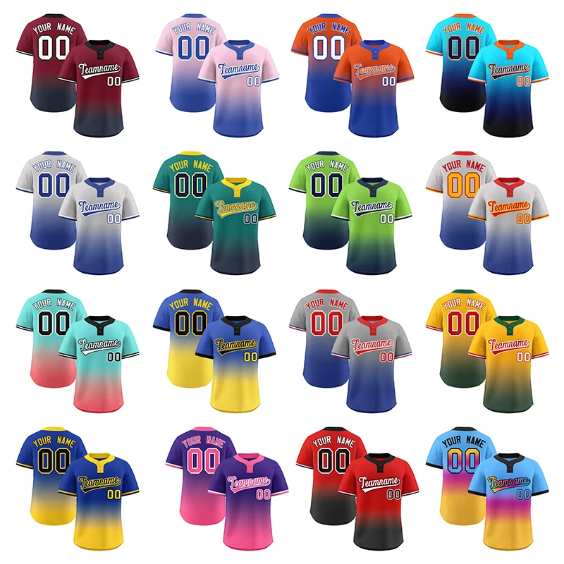Custom Baseball Jerseys Logo Name Gradient Color Shirt Digital Printed Quick Dry Polyester USA Size Men's Baseball Jersey
Custom Baseball Jerseys Logo Name Gradient Color Shirt Digital Printed Quick Dry Polyester USA Size Men's Baseball Jersey