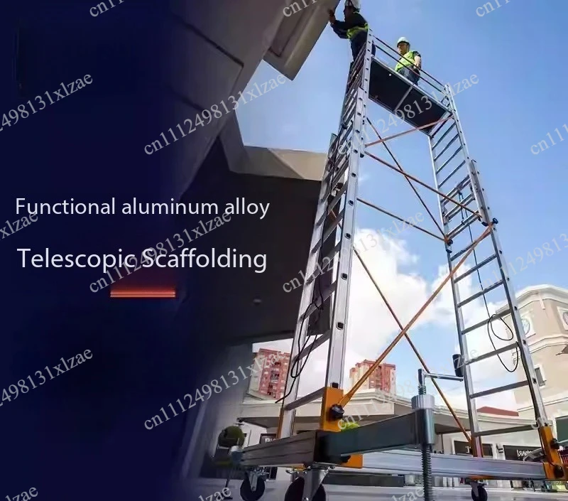 Mobile Aluminum Scaffolding Work Platform, Telescopic Folding Engineering Ladder with Stabilizer Pedals & Accessories
Mobile Aluminum Scaffolding Work Platform, Telescopic Folding Engineering Ladder with Stabilizer Pedals & Accessories