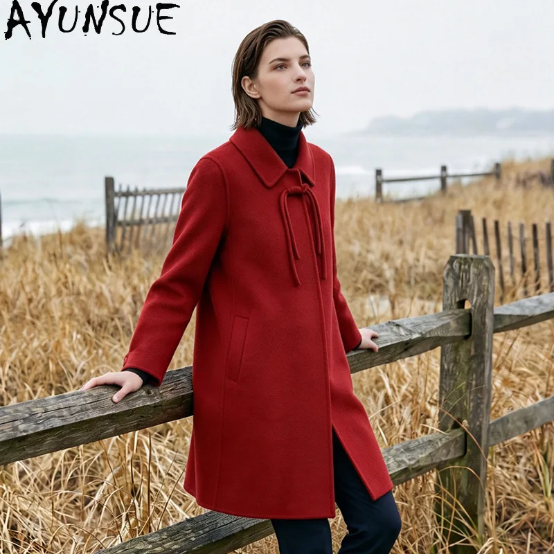 AYUNSUE Women's 100% Wool Coat Autumn Winter Double-sided Wool Jacket Fashion Suit Collar Lace-up Outerwear Woman Clothes Casaco
AYUNSUE Women's 100% Wool Coat Autumn Winter Double-sided Wool Jacket Fashion Suit Collar Lace-up Outerwear Woman Clothes Casaco