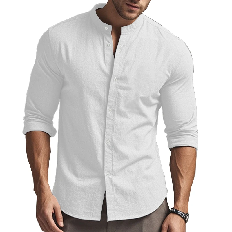 Men's Hawaiian-style cotton and linen stand-up collar breathable Henry collar casual long-sleeved shirt
Men's Hawaiian-style cotton and linen stand-up collar breathable Henry collar casual long-sleeved shirt
