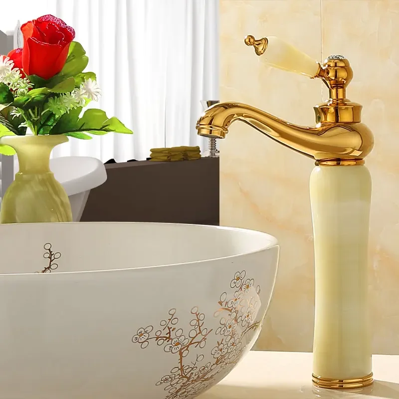 Bathroom Basin Faucet - Jade Gold, Tall Design, Vanity Vessel Sink Mixer - Cold and Hot Water Tap - Washbasin Faucet, AZ
Bathroom Basin Faucet - Jade Gold, Tall Design, Vanity Vessel Sink Mixer - Cold and Hot Water Tap - Washbasin Faucet, AZ