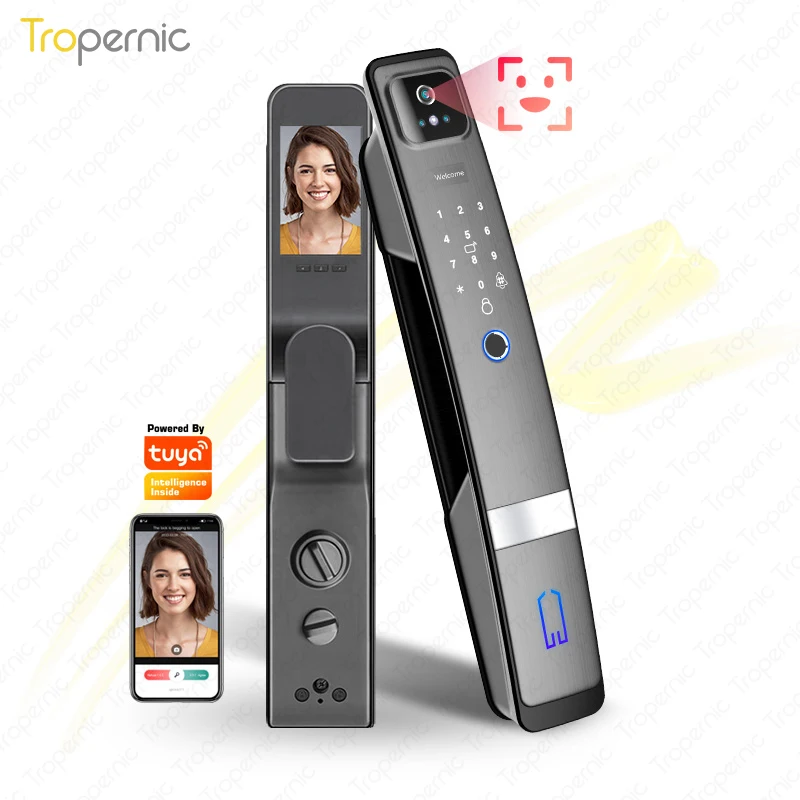 Tropernic Tuya Smart Door Lock with Camera and Phone App 3d Face Recogntion WiFi Fingerprint Security Automatic Lock
Tropernic Tuya Smart Door Lock with Camera and Phone App 3d Face Recogntion WiFi Fingerprint Security Automatic Lock