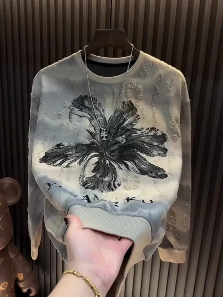 Men's Fashionable Flashing round Neck Long Sleeve Hoodie Autumn Winter New Style Mandala Flower Hole Design Loose Fit Sweatshirt
Men's Fashionable Flashing round Neck Long Sleeve Hoodie Autumn Winter New Style Mandala Flower Hole Design Loose Fit Sweatshirt