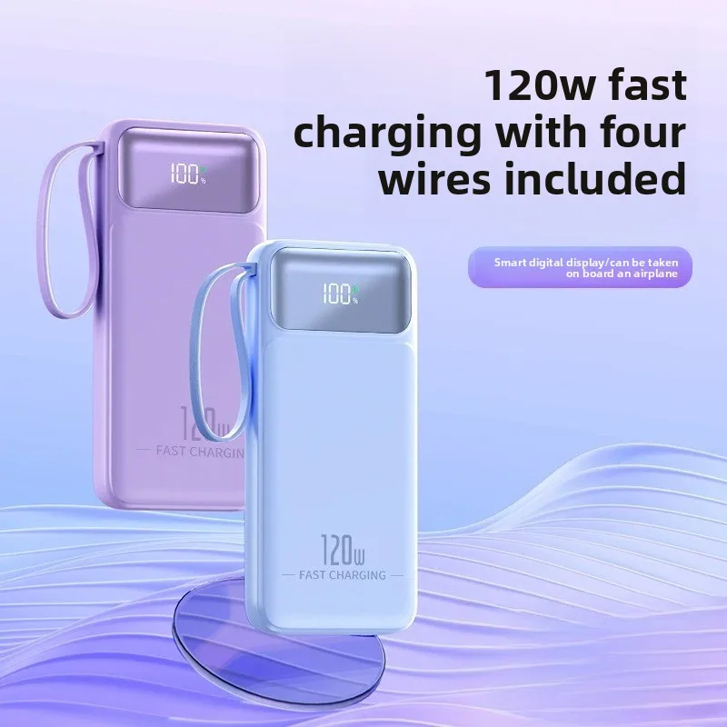High-quality 120W 10000mAh 3C Certified Power Bank with Fast Charging Built-in Cable Large Capacity Portable Mobile Power Supply
High-quality 120W 10000mAh 3C Certified Power Bank with Fast Charging Built-in Cable Large Capacity Portable Mobile Power Supply