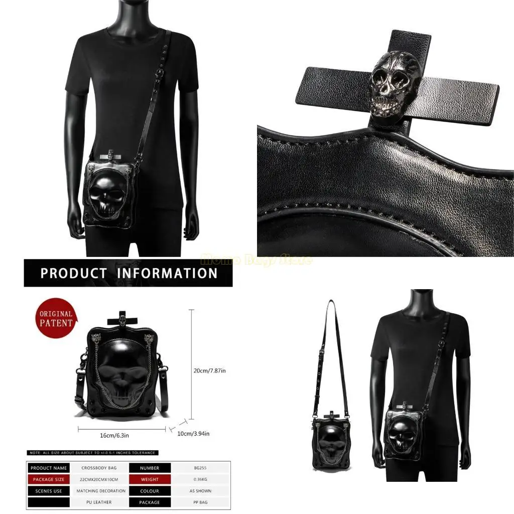 X90D Gothic inspired Crossbody Bag with Skull Print PU Leather Retro Shoulder Bags
X90D Gothic inspired Crossbody Bag with Skull Print PU Leather Retro Shoulder Bags