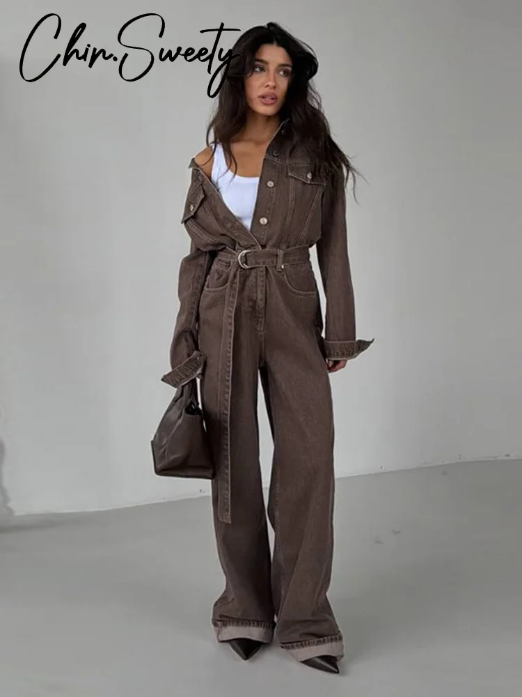 Chic Denim Women's Jumpsuit Turn-Down Collar Lace Up Full Sleeve Lady Long Jumpsuits 2026 Spring Fashion Female Streetwear New
Chic Denim Women's Jumpsuit Turn-Down Collar Lace Up Full Sleeve Lady Long Jumpsuits 2026 Spring Fashion Female Streetwear New