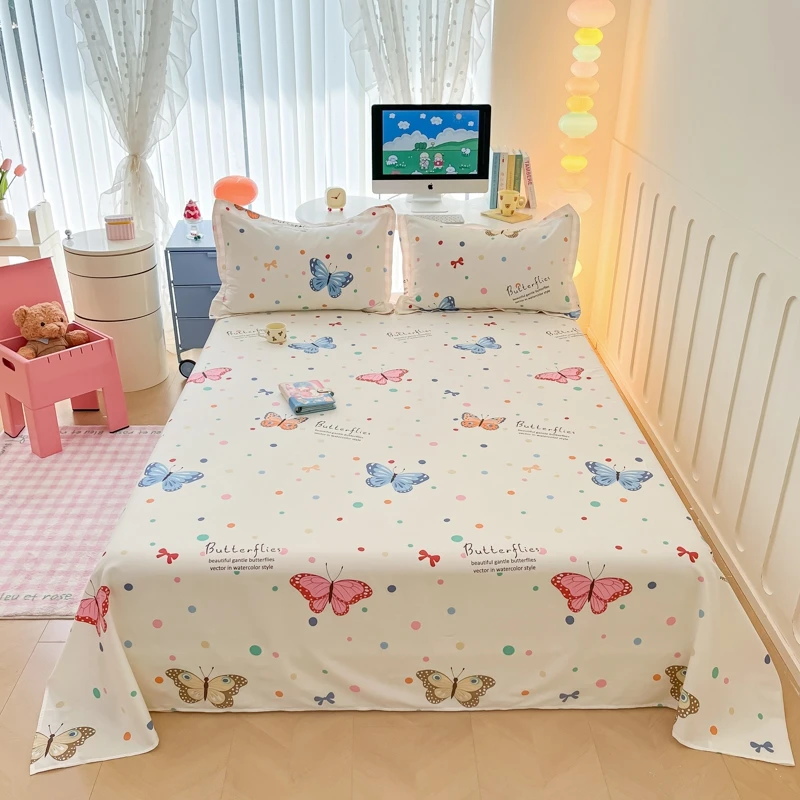3-Piece Colourful Butterfly Print Twin Size Sheet Set for Kids Girls, Soft Cotton Bed Sheet includes 1 Flat Sheet, 2 Pillowcases
3-Piece Colourful Butterfly Print Twin Size Sheet Set for Kids Girls, Soft Cotton Bed Sheet includes 1 Flat Sheet, 2 Pillowcases