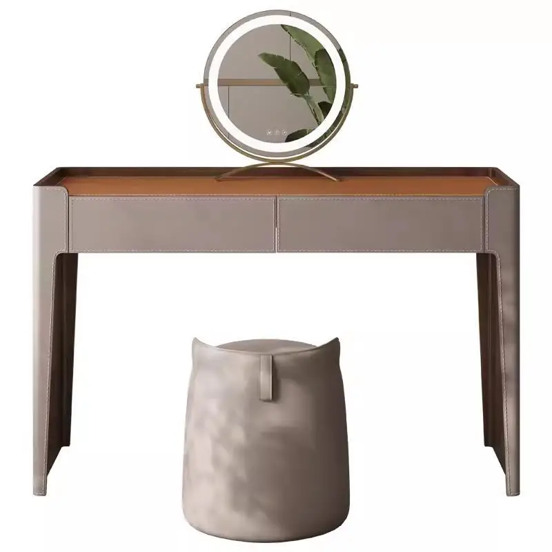 Saddle leather dresser small apartment bedroom high-end modern solid wood
Saddle leather dresser small apartment bedroom high-end modern solid wood