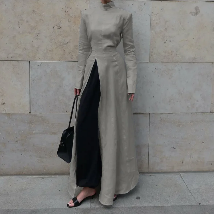 Women's Clothing Design Split Temperament Long Dress 2026 Spring New Stand-up Collar Long-sleeved High-waisted Dress
Women's Clothing Design Split Temperament Long Dress 2026 Spring New Stand-up Collar Long-sleeved High-waisted Dress