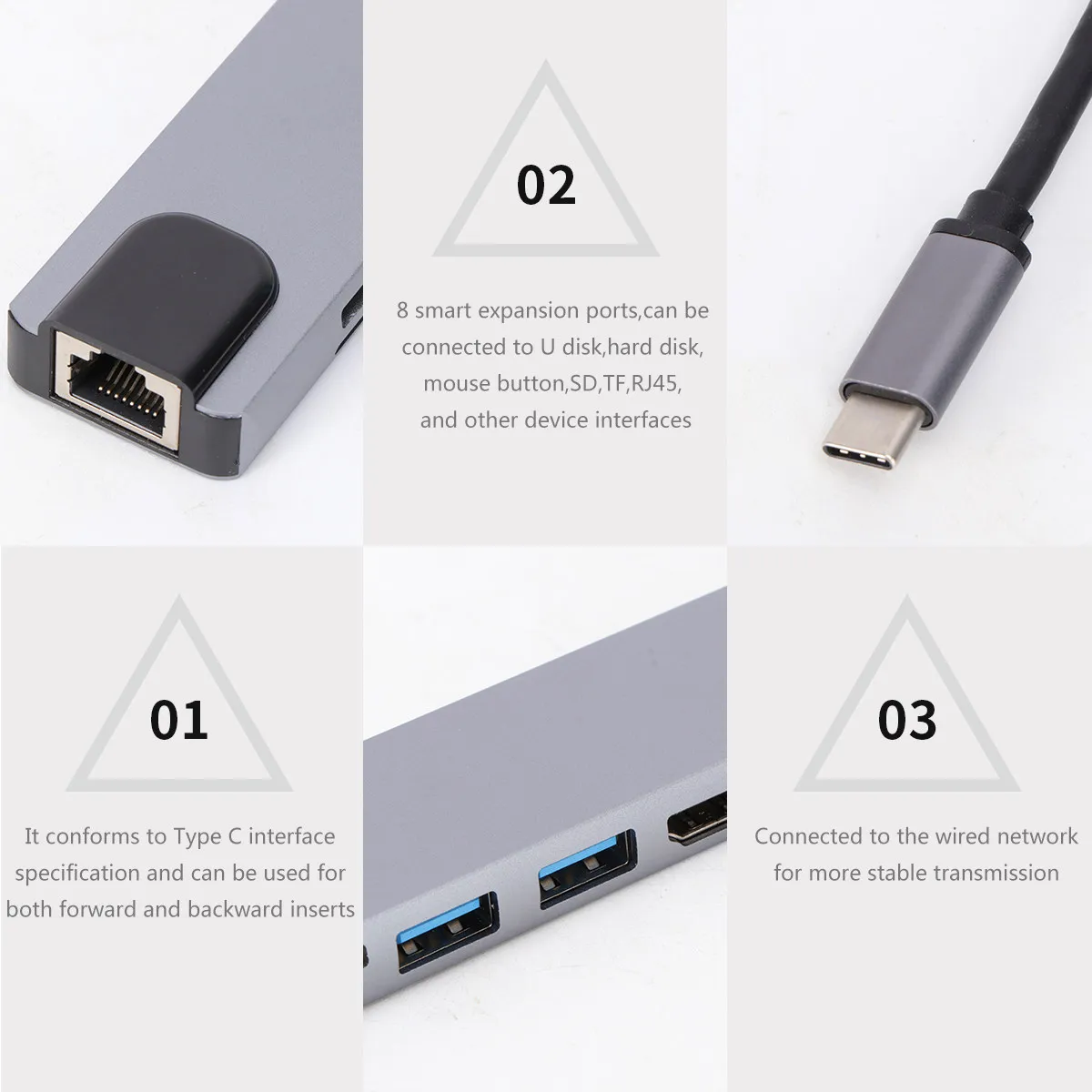 1Pcs Type C Expansion in 1 Multiport Adapter Rj45 Hub Usb3.0 Pd 4K30Hz USB Converter Type C to Adapter
1Pcs Type C Expansion in 1 Multiport Adapter Rj45 Hub Usb3.0 Pd 4K30Hz USB Converter Type C to Adapter