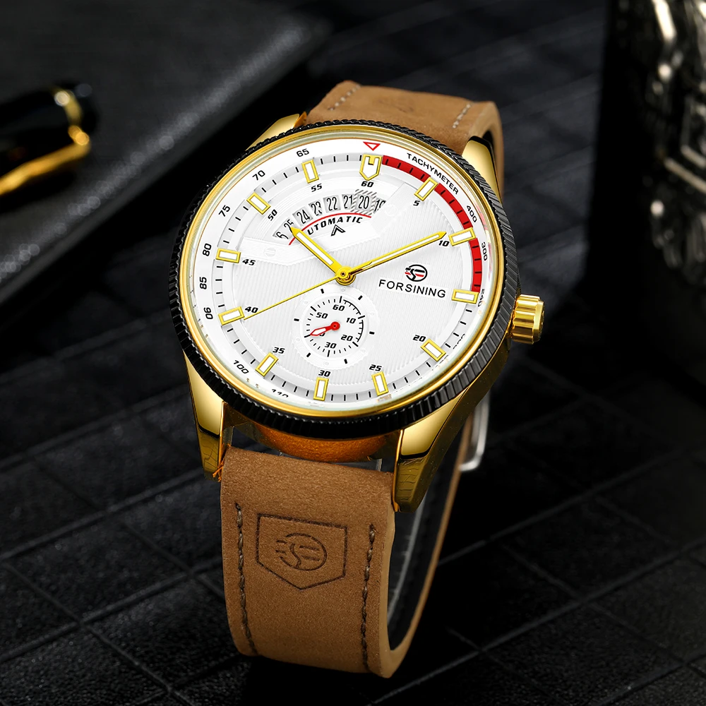 FORSINING Calendar Chronograph Man Watch Stainless Steel Leather High Quality Mechanical Automatic Movement Men's Wrist Watches
FORSINING Calendar Chronograph Man Watch Stainless Steel Leather High Quality Mechanical Automatic Movement Men's Wrist Watches