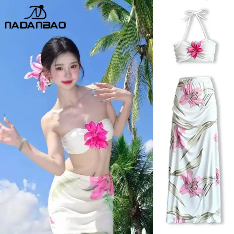 Nadanbao Elegant Flower Bandeau Bikini Summer Sexy Women's Swimsuit Detachable Shoulder Strap Swimwear Travel Vacation Beachwear
Nadanbao Elegant Flower Bandeau Bikini Summer Sexy Women's Swimsuit Detachable Shoulder Strap Swimwear Travel Vacation Beachwear
