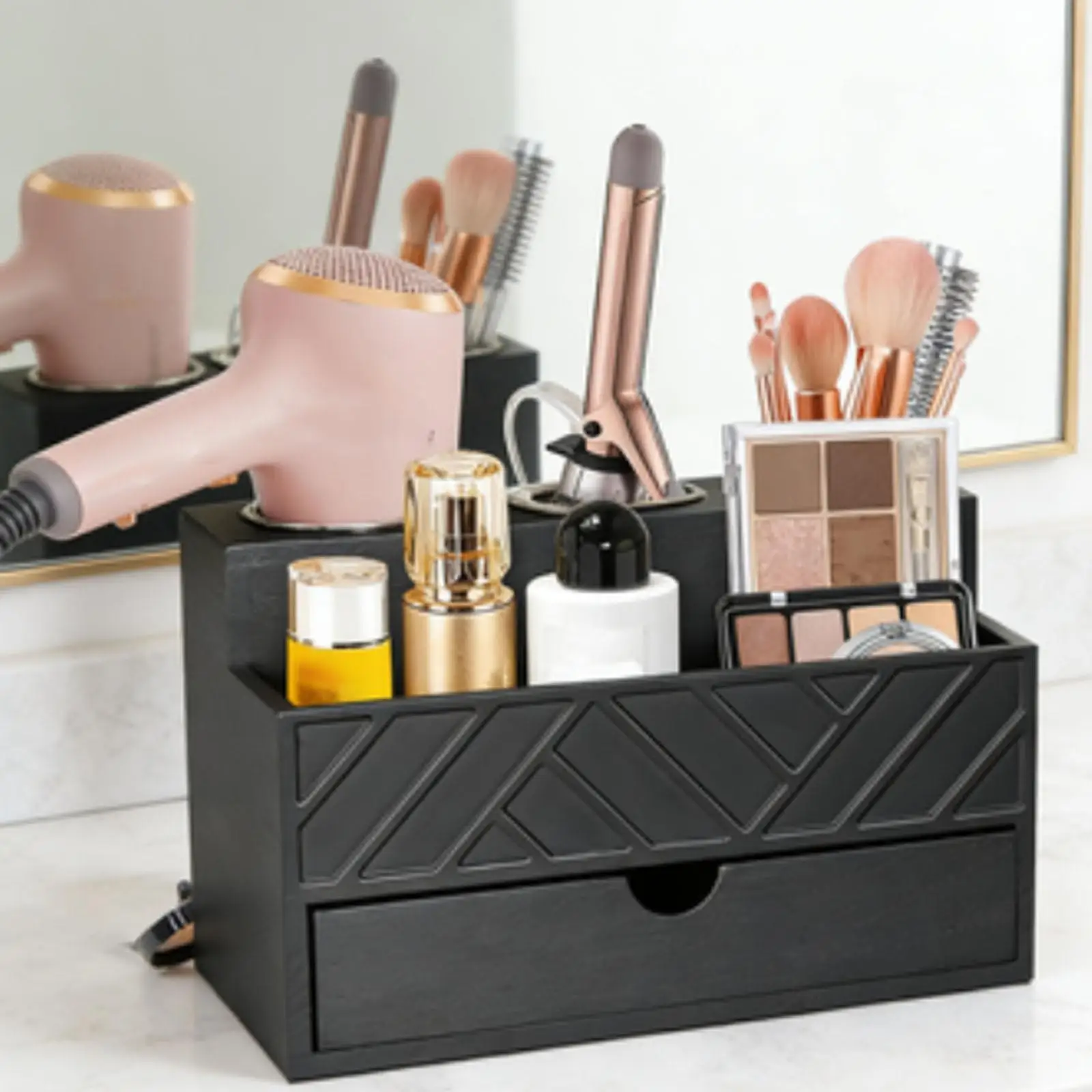 Hair Tool Organizer Makeup Organizer Large Capacity with Drawer Beauty Holder for Lipstick Brush for Hot Tools Makeup Brushes
Hair Tool Organizer Makeup Organizer Large Capacity with Drawer Beauty Holder for Lipstick Brush for Hot Tools Makeup Brushes