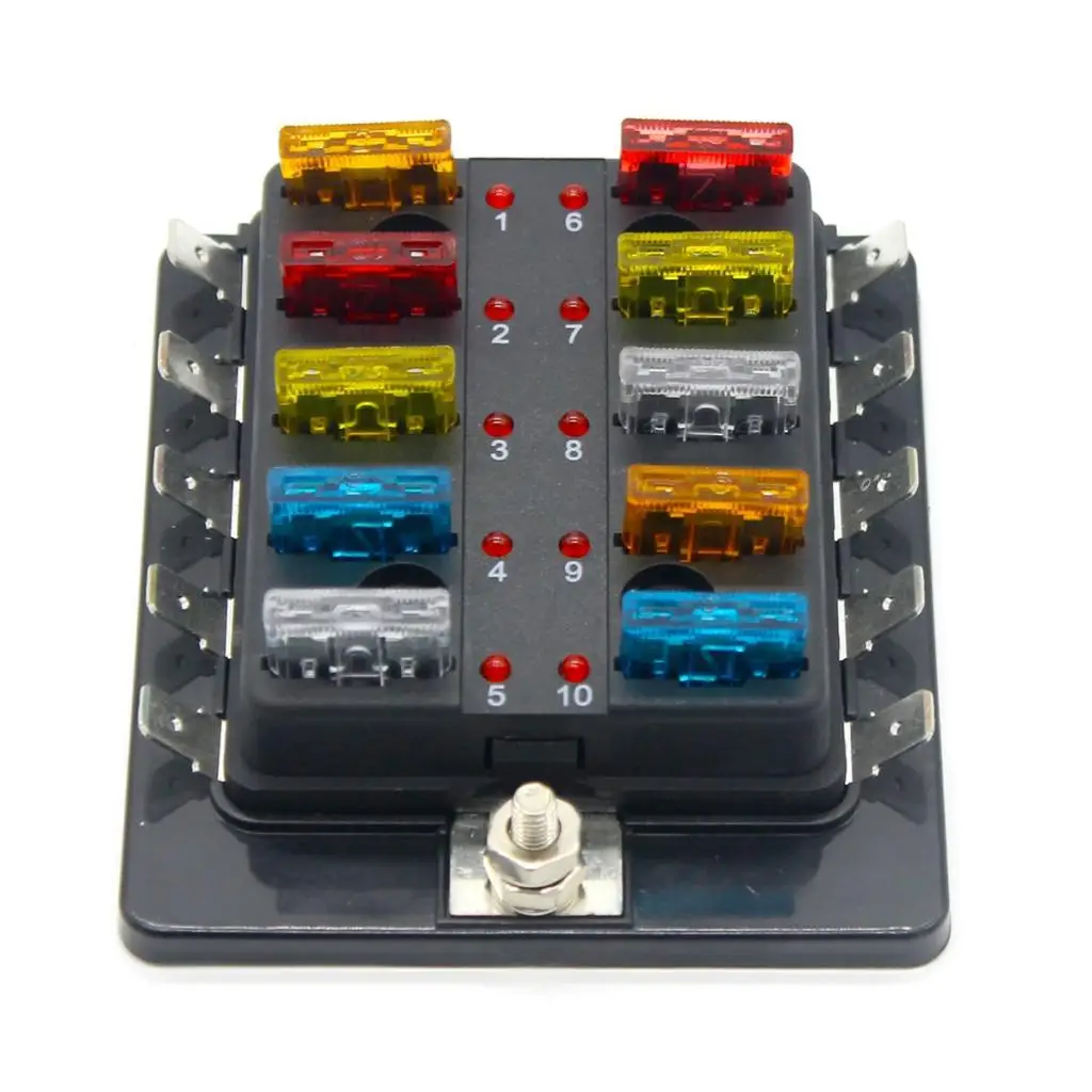 10 Way Blade Fuse Block Holder Automotive Terminal Fuse Box 12V Heavy Duty Fuse for Car Boat RV with Wires
10 Way Blade Fuse Block Holder Automotive Terminal Fuse Box 12V Heavy Duty Fuse for Car Boat RV with Wires