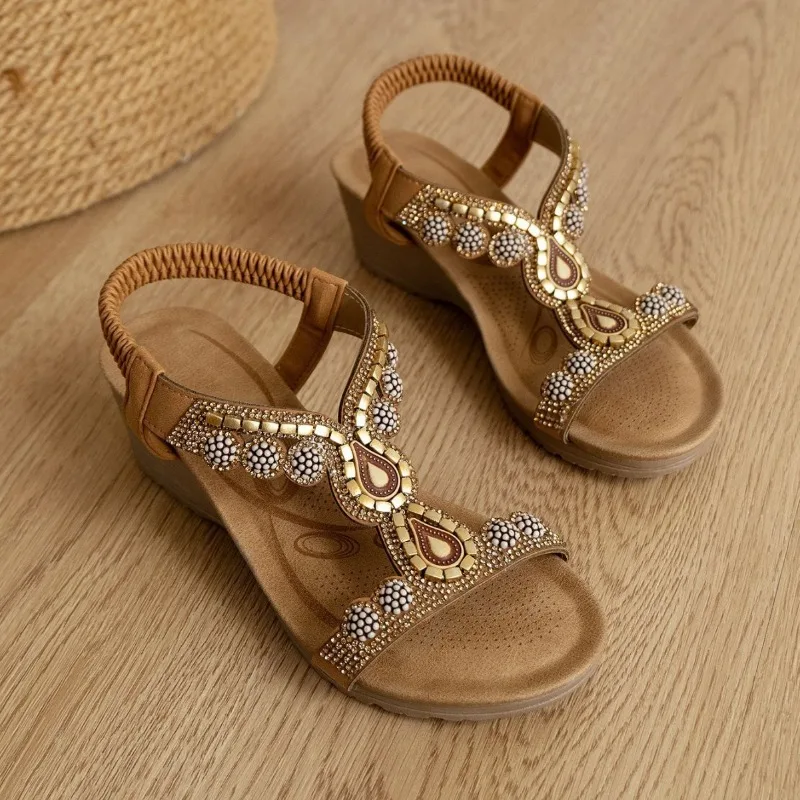 Women's Sandals Summer Open-toe Wedge Heel Platform Sandals Bohemian Vacation Style Beach Sandal Luxury Women Rhinestone Sandals
Women's Sandals Summer Open-toe Wedge Heel Platform Sandals Bohemian Vacation Style Beach Sandal Luxury Women Rhinestone Sandals