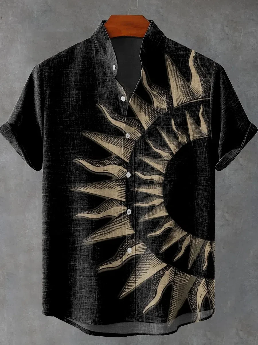 2025 Men's Summer New Fashion Sun Totem Printed Linen Comfortable Short Sleeve Shirt Casual Elegant Art Shirt
2025 Men's Summer New Fashion Sun Totem Printed Linen Comfortable Short Sleeve Shirt Casual Elegant Art Shirt