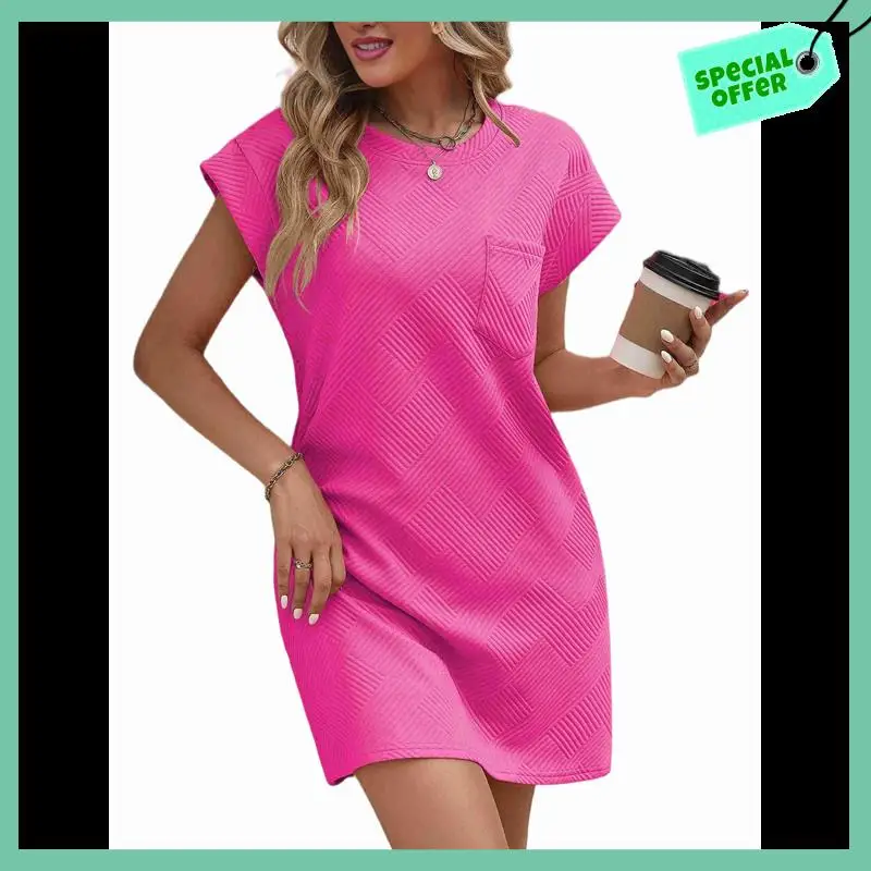Sturdy Women's Summer Mini T Shirt Dress Casual Cap Sleeve Crewneck Loose Basic Short Beach Dresses
Sturdy Women's Summer Mini T Shirt Dress Casual Cap Sleeve Crewneck Loose Basic Short Beach Dresses