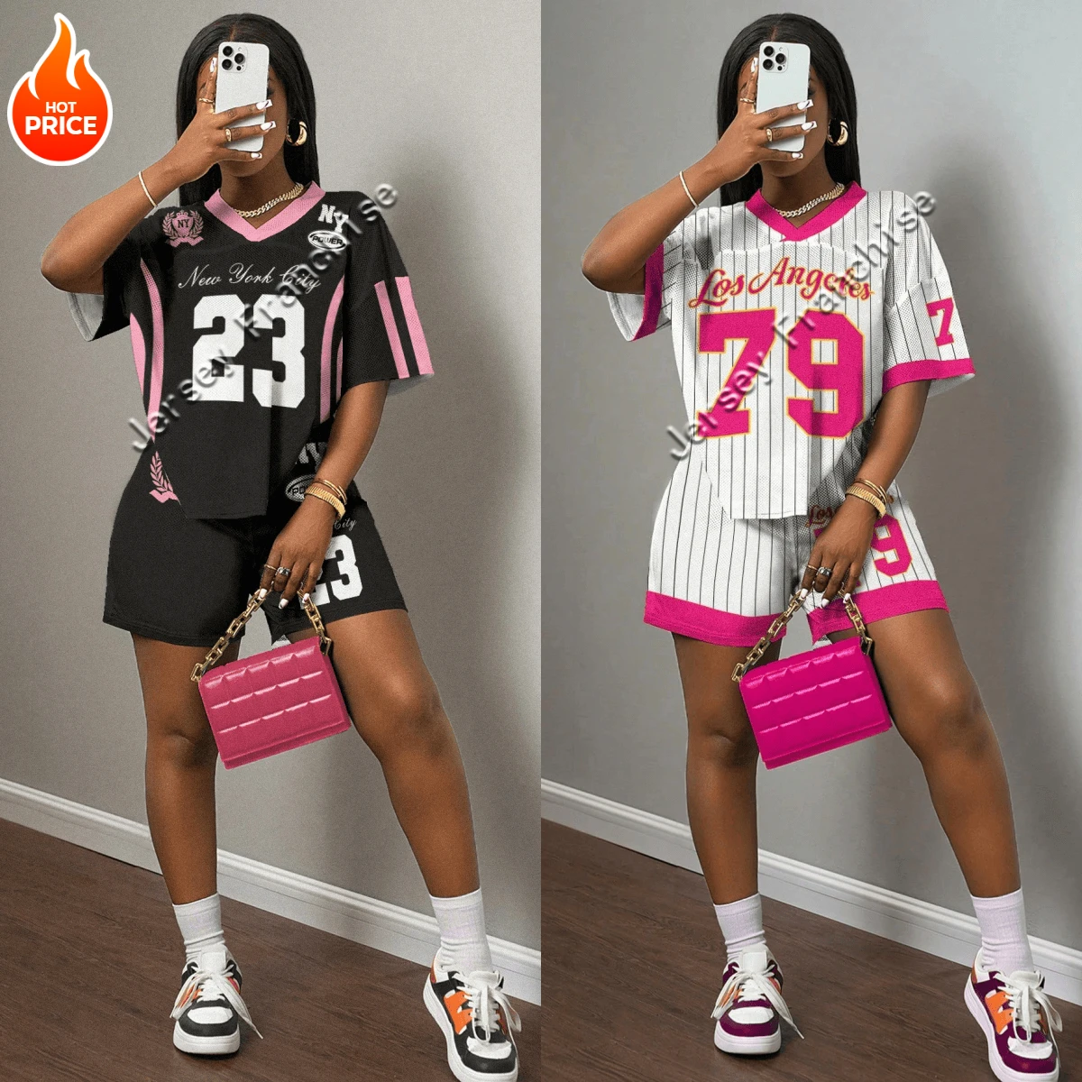 New Spring and Summer Outdoor Casual Simple V-neck T-shirt Loose Enlarged T-shirt Shorts Women's Suit American Trend Suit Moto
New Spring and Summer Outdoor Casual Simple V-neck T-shirt Loose Enlarged T-shirt Shorts Women's Suit American Trend Suit Moto