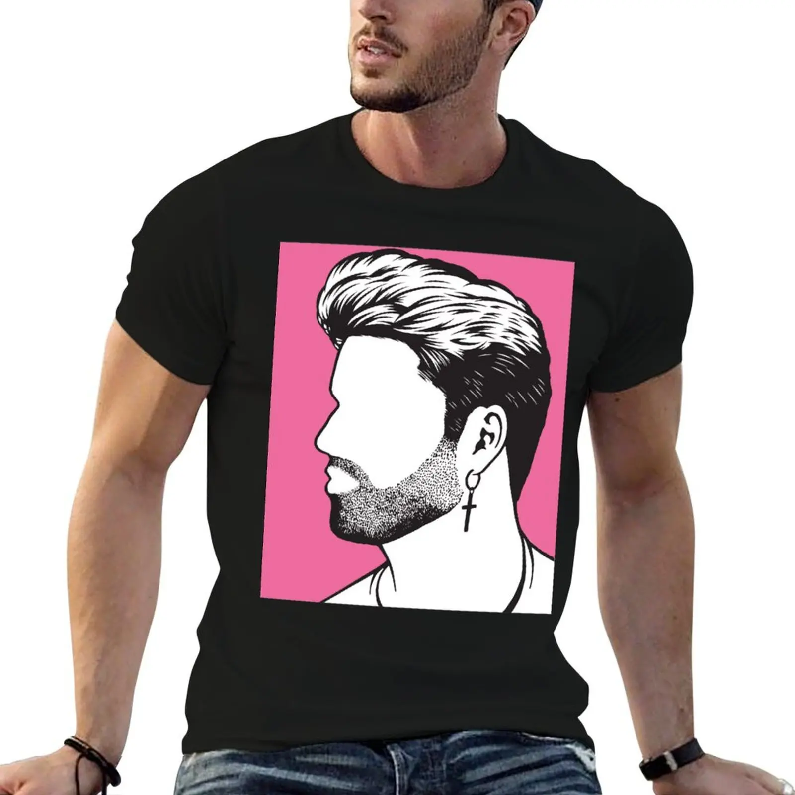 Pink background George michael image black gift T-Shirt t shirt men 100% cotton luxury brand man t shirt heavy cotton T-Shirt
Pink background George michael image black gift T-Shirt t shirt men 100% cotton luxury brand man t shirt heavy cotton T-Shirt