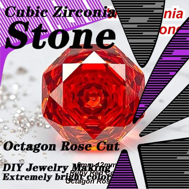 Cubic Zirconia Stone Octagon Rose Cut Ruby Red Color Loose Stones 6mm-12mm Used for DIY Charms Jewelry Making Main Materials
Cubic Zirconia Stone Octagon Rose Cut Ruby Red Color Loose Stones 6mm-12mm Used for DIY Charms Jewelry Making Main Materials