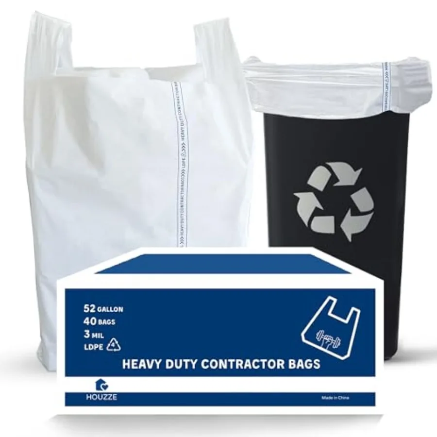 Heavy Duty Contractor Trash Bags with Handles 52 Gallon, 40 Count 3 MIL Thick, Extra Large Garbage Bags for Yard Waste, Constru
Heavy Duty Contractor Trash Bags with Handles 52 Gallon, 40 Count 3 MIL Thick, Extra Large Garbage Bags for Yard Waste, Constru