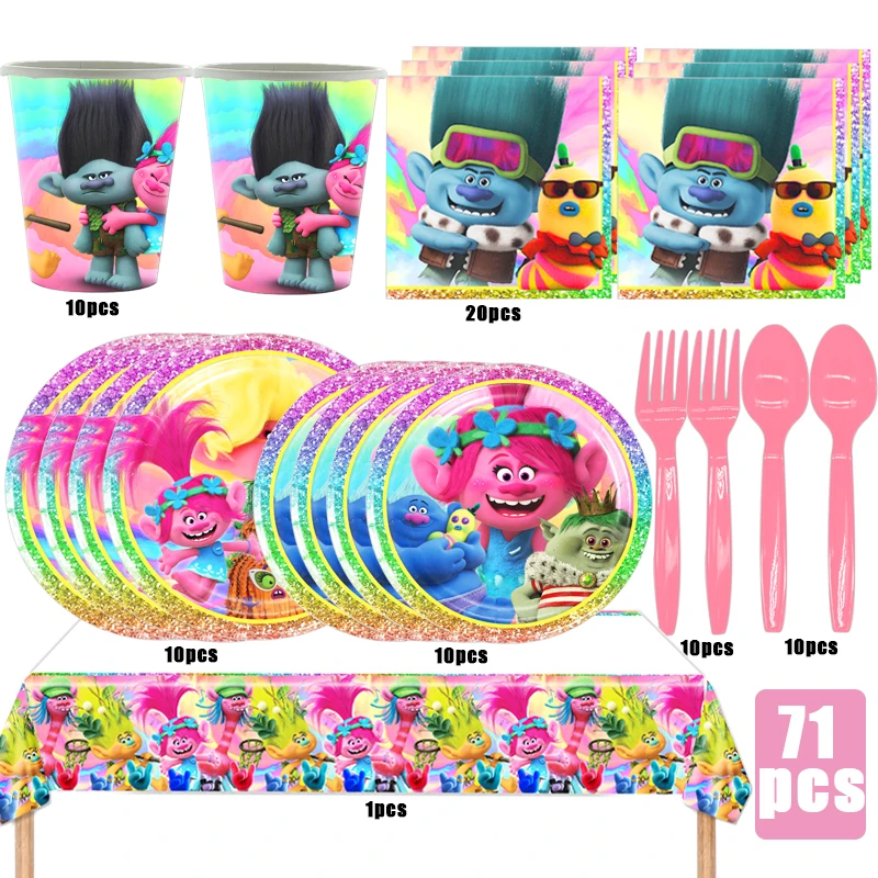 Trolls Theme Birthday Party Supplie Set Disposable Tableware Cup Plate Tablecloth Gift Bag Baby Shower Kid Girl Party Decoration
Trolls Theme Birthday Party Supplie Set Disposable Tableware Cup Plate Tablecloth Gift Bag Baby Shower Kid Girl Party Decoration