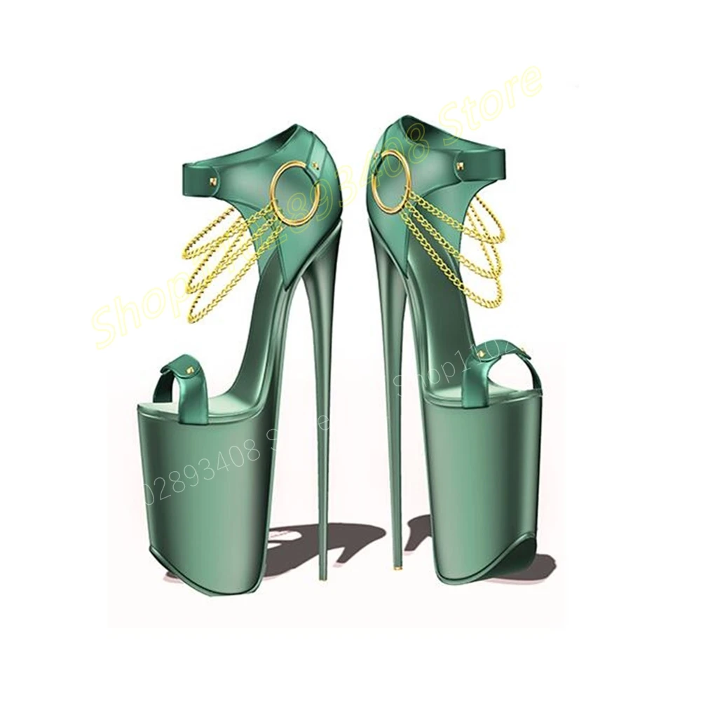 Green Metal Chain Decor Waterproof Sandals Sexy Round Rings Stiletto High Heel Women Shoes 2024 New Summer Zapatos Para Mujere
Green Metal Chain Decor Waterproof Sandals Sexy Round Rings Stiletto High Heel Women Shoes 2024 New Summer Zapatos Para Mujere