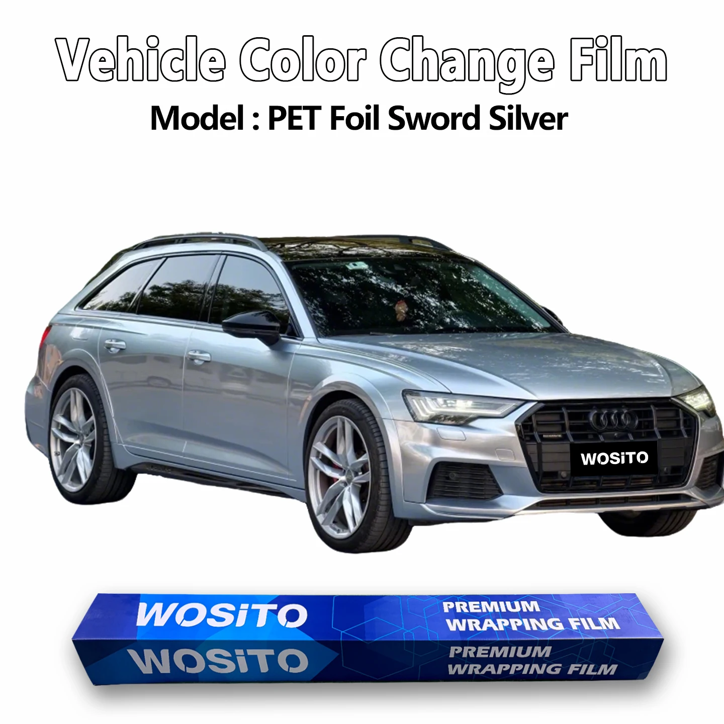 PET Sword Silver Car Wrap Film Audi OEM Inspired Gloss Metallic Light Silver Auto Color Change Vinyl Wrap
PET Sword Silver Car Wrap Film Audi OEM Inspired Gloss Metallic Light Silver Auto Color Change Vinyl Wrap