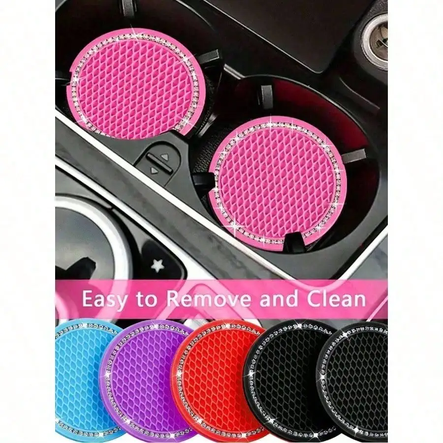 2pcs Car Cup Coaster, Cup Holder Insert Coasters,Universal Auto Non-Slip Cup Holder Embedded In Ornaments Silicone Coaster, Car Interior Accessories Mat,7cm/2.75 Inch Soft Crystal Rhinestone Rubber Pad Set Round Auto Drink Coaster Car Interior Accessories
2pcs Car Cup Coaster, Cup Holder Insert Coasters,Universal Auto Non-Slip Cup Holder Embedded In Ornaments Silicone Coaster, Car Interior Accessories Mat,7cm/2.75 Inch Soft Crystal Rhinestone Rubber Pad Set Round Auto Drink Coaster Car Interior Accessories