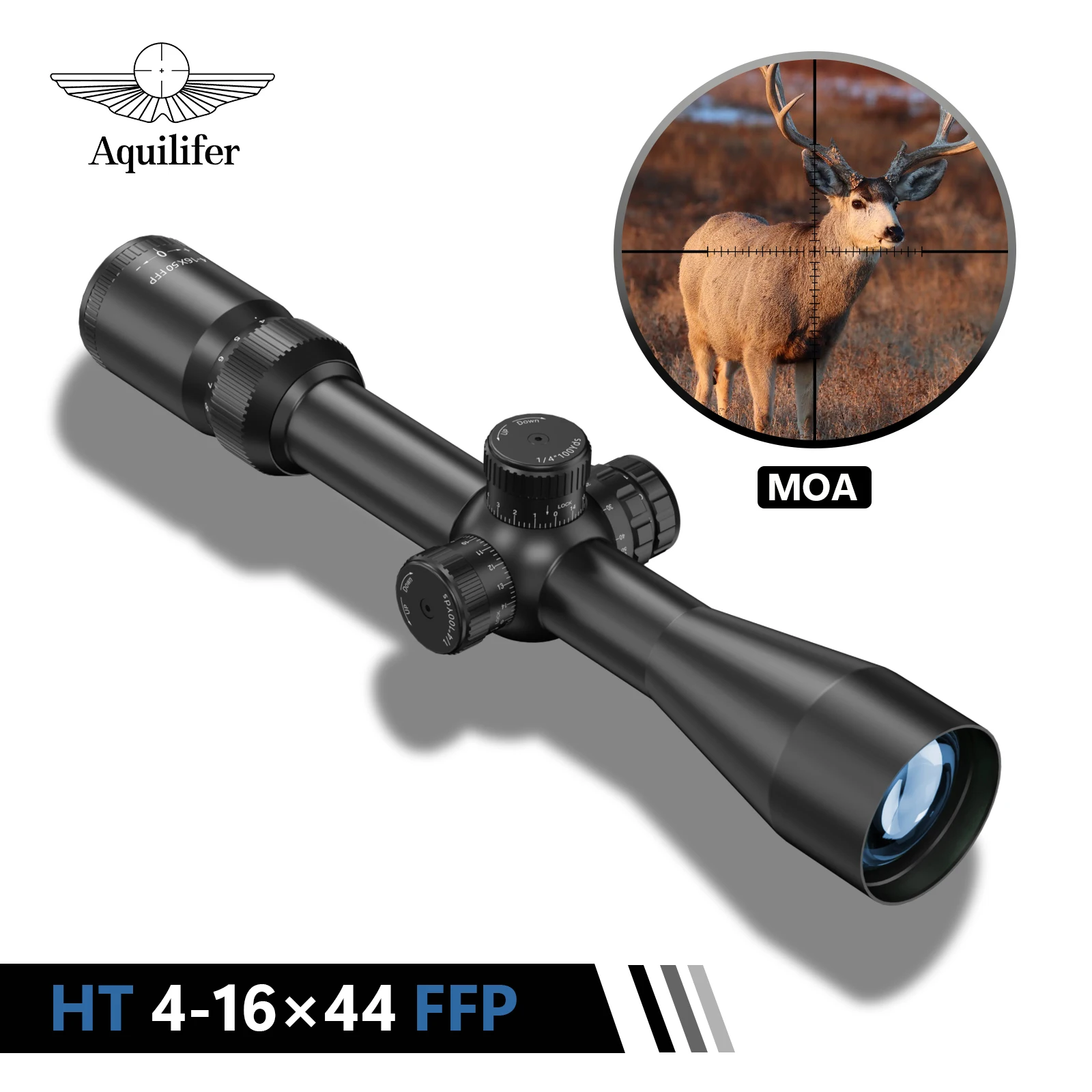 Aquilifer HT 4-16x44 FFP Rifle Scope Christmas Tree Reticle 1/4 MOA Turrets, Shockproof Waterproof Hunting Scope
Aquilifer HT 4-16x44 FFP Rifle Scope Christmas Tree Reticle 1/4 MOA Turrets, Shockproof Waterproof Hunting Scope