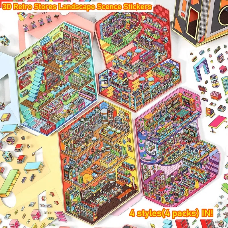 4 Packs Cartoon Today's Stores Digital Games Retro 3D Scence Sticker with Background Card DIY Holiday Gift Scrapbooking Big Size
4 Packs Cartoon Today's Stores Digital Games Retro 3D Scence Sticker with Background Card DIY Holiday Gift Scrapbooking Big Size