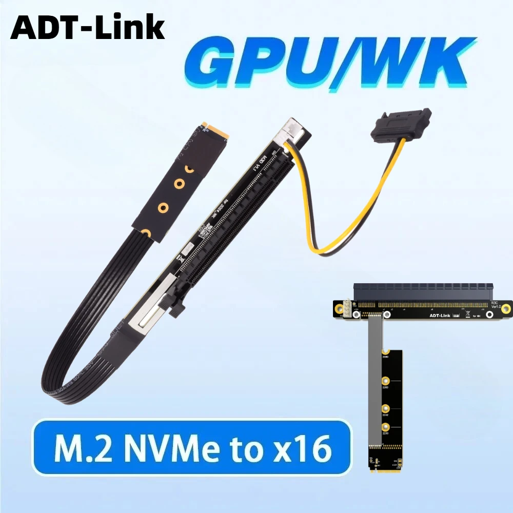 M.2 for NVMe to PCIe 16x Riser RTX 3060 1080ti RX580 Graphics Card Extender M.2 x16 PCI-e 4.0 3.0 For NVIDIA AMD A N GPU PC Card