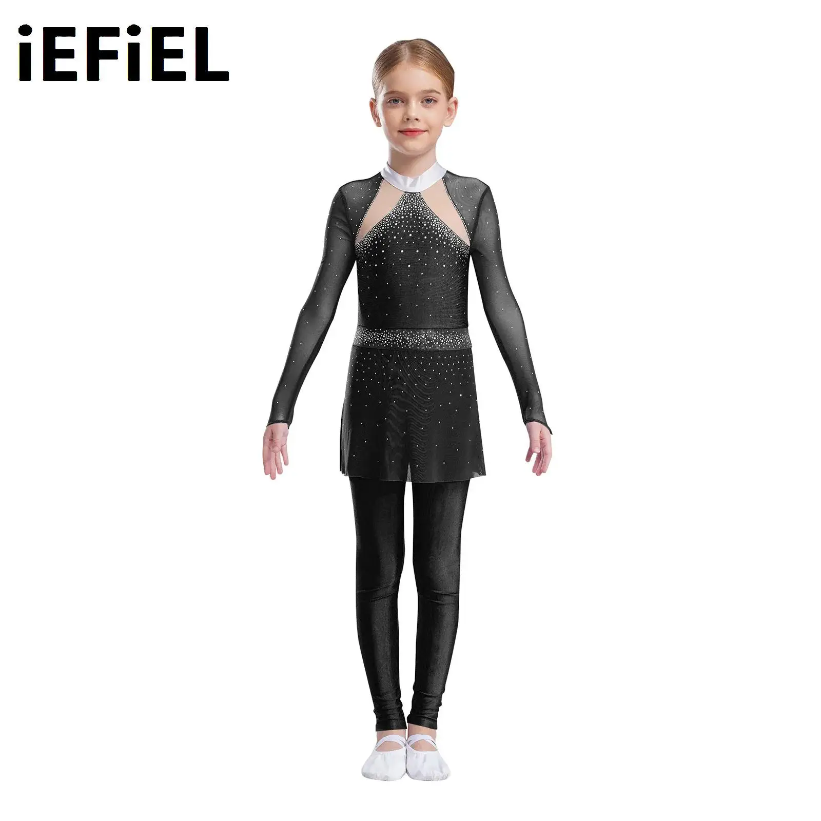 Kids Girls Dance Skirted Jumpsuit Long Sleeve Mesh Patchwork Glittery Rhinestones Bodysuit for Figure Skating
Kids Girls Dance Skirted Jumpsuit Long Sleeve Mesh Patchwork Glittery Rhinestones Bodysuit for Figure Skating