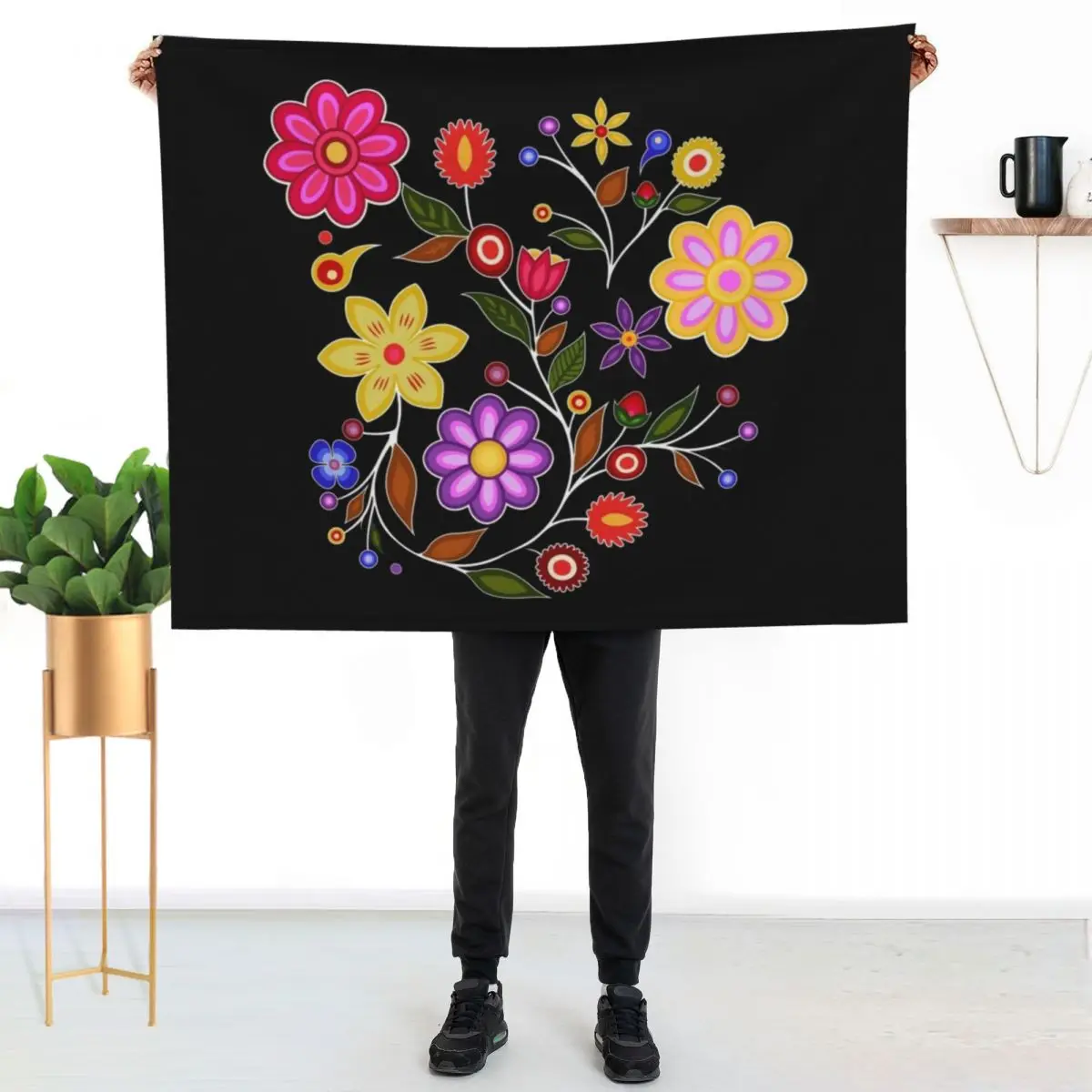 Ojibwe Native American Flowers Throw Blanket Foldable Soft Warm Blanket for Outdoor Use
Ojibwe Native American Flowers Throw Blanket Foldable Soft Warm Blanket for Outdoor Use