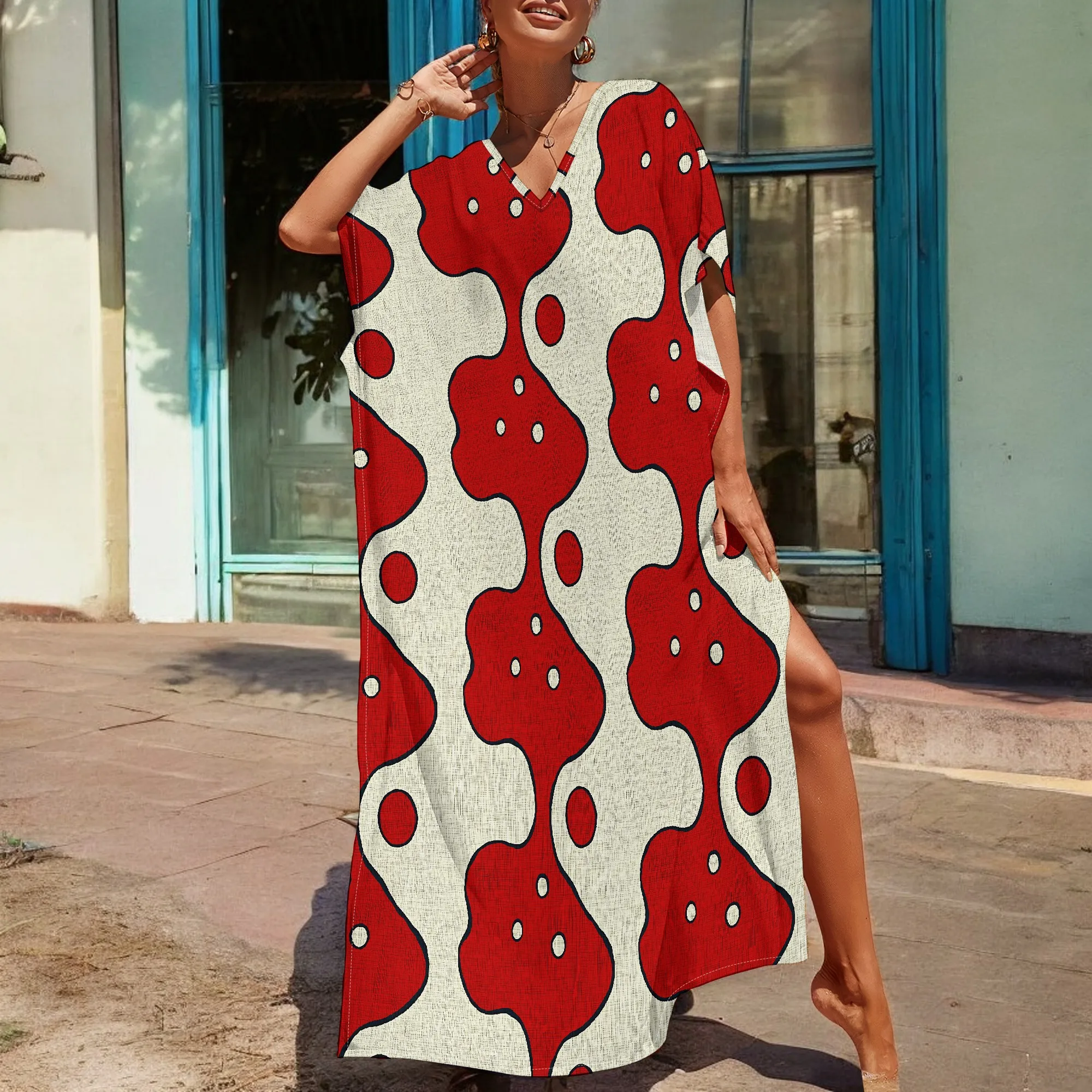 Bold Red Floral Kaftan Dress S-3XL Women’s Loose Fit V-Neck Gown for Party or Resort Wear
Bold Red Floral Kaftan Dress S-3XL Women’s Loose Fit V-Neck Gown for Party or Resort Wear