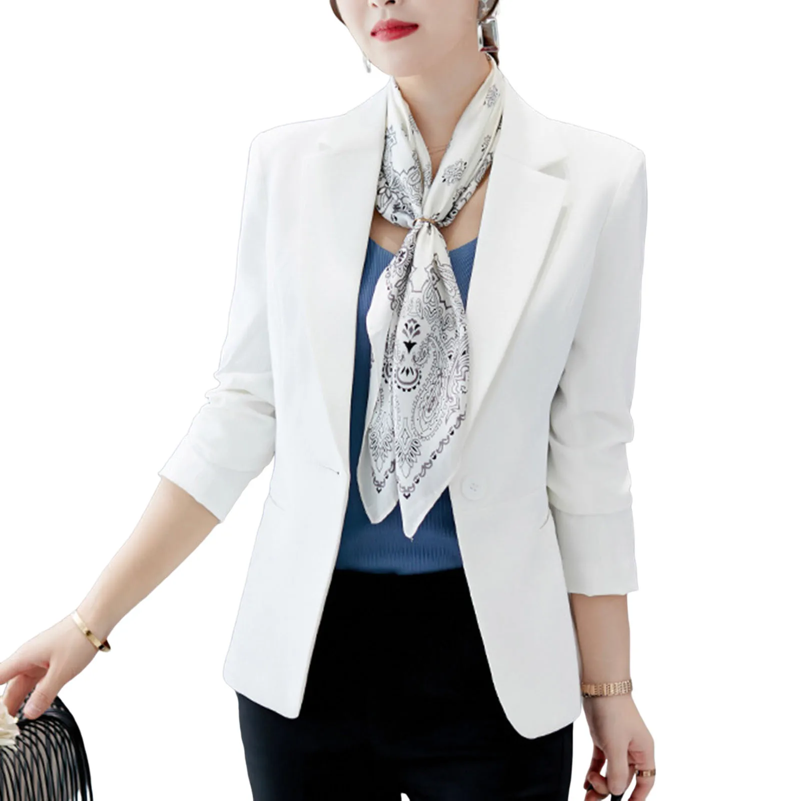 Women's Casual Suit Jacket Long Sleeve Open Front Lapel Button Jacket Ladies Jackets Outfits Suits for Work
Women's Casual Suit Jacket Long Sleeve Open Front Lapel Button Jacket Ladies Jackets Outfits Suits for Work