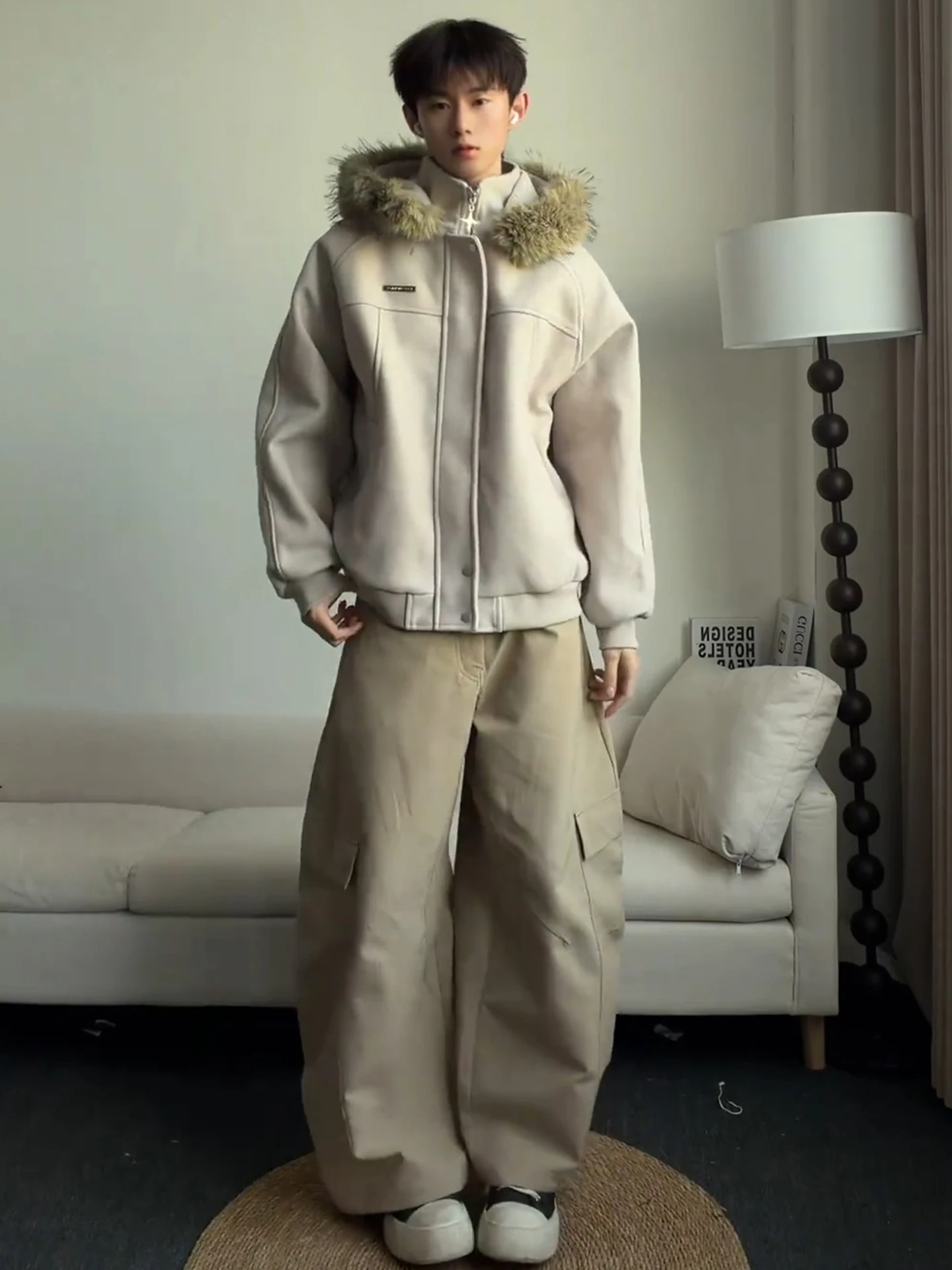 Thiened American Sle Hooded Coat with Large Fur Collar Men's Winter Cotton Clothes Trendy Brand Warm Cotton Jaet
Thiened American Sle Hooded Coat with Large Fur Collar Men's Winter Cotton Clothes Trendy Brand Warm Cotton Jaet