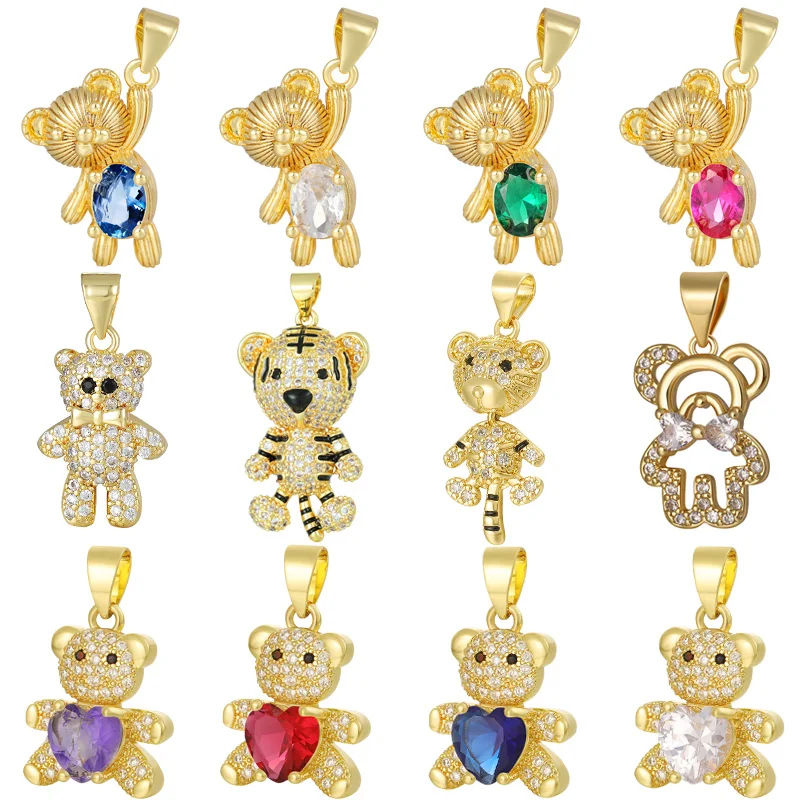 JUYA Gold Cute Bear Tiger Pendant Necklace For Women Cubic Zirconia Animal Charms Pendants For Jewelry Making DIY Accessories
JUYA Gold Cute Bear Tiger Pendant Necklace For Women Cubic Zirconia Animal Charms Pendants For Jewelry Making DIY Accessories