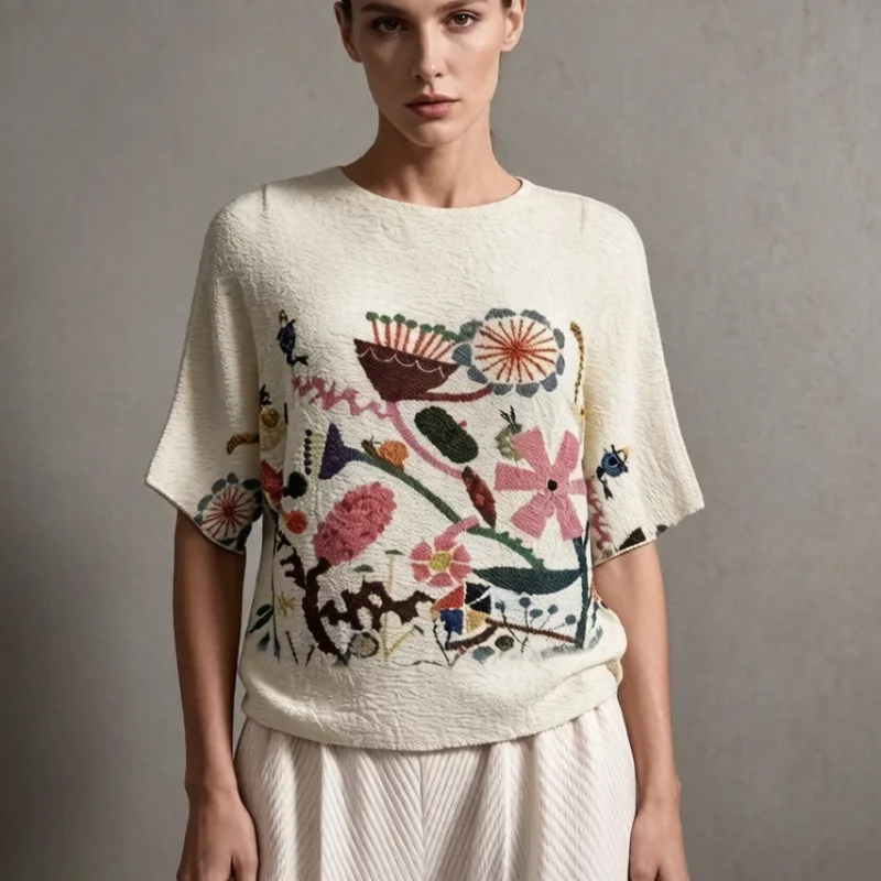 Miyake Pleated Original Print T-Shirt 2026 Summer New Personality Print Pullover Loose Slim Elegant Short Sleeve Top for Women
Miyake Pleated Original Print T-Shirt 2026 Summer New Personality Print Pullover Loose Slim Elegant Short Sleeve Top for Women