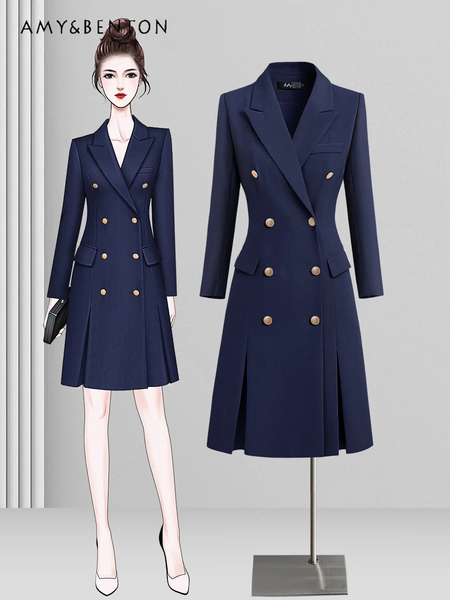 Autumn New Business Suit Dresses Fashion Temperament Commute Style Work Clothes Fashion All-Match Double-Breasted A-line Dress
Autumn New Business Suit Dresses Fashion Temperament Commute Style Work Clothes Fashion All-Match Double-Breasted A-line Dress